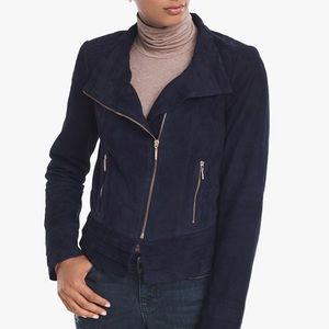WHBM Suede Moto Jacket - Classic Navy